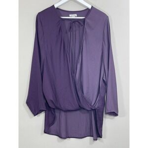 Silence + Noise Purple Top Tie Front Drape Hi Low Two Tone M